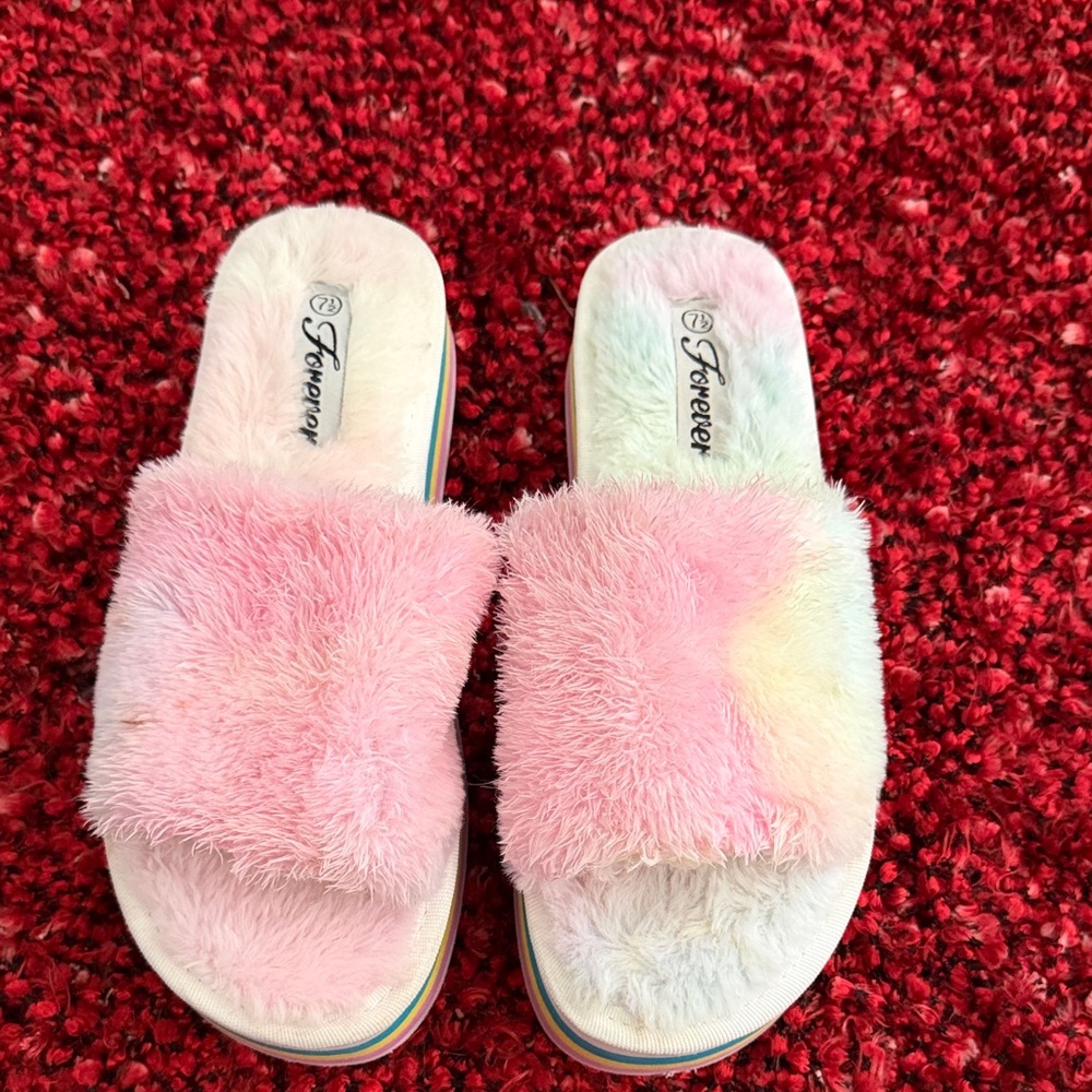 Forever 21 Pastel Fuzzy Slides